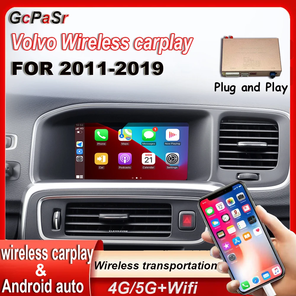 

Wireless Apple Carplay volvo Android Auto interface Decoder For volvo (2011-2019）XC60 S60 V40 V60 XC70 S80 C5 volvo Carplay 4.9