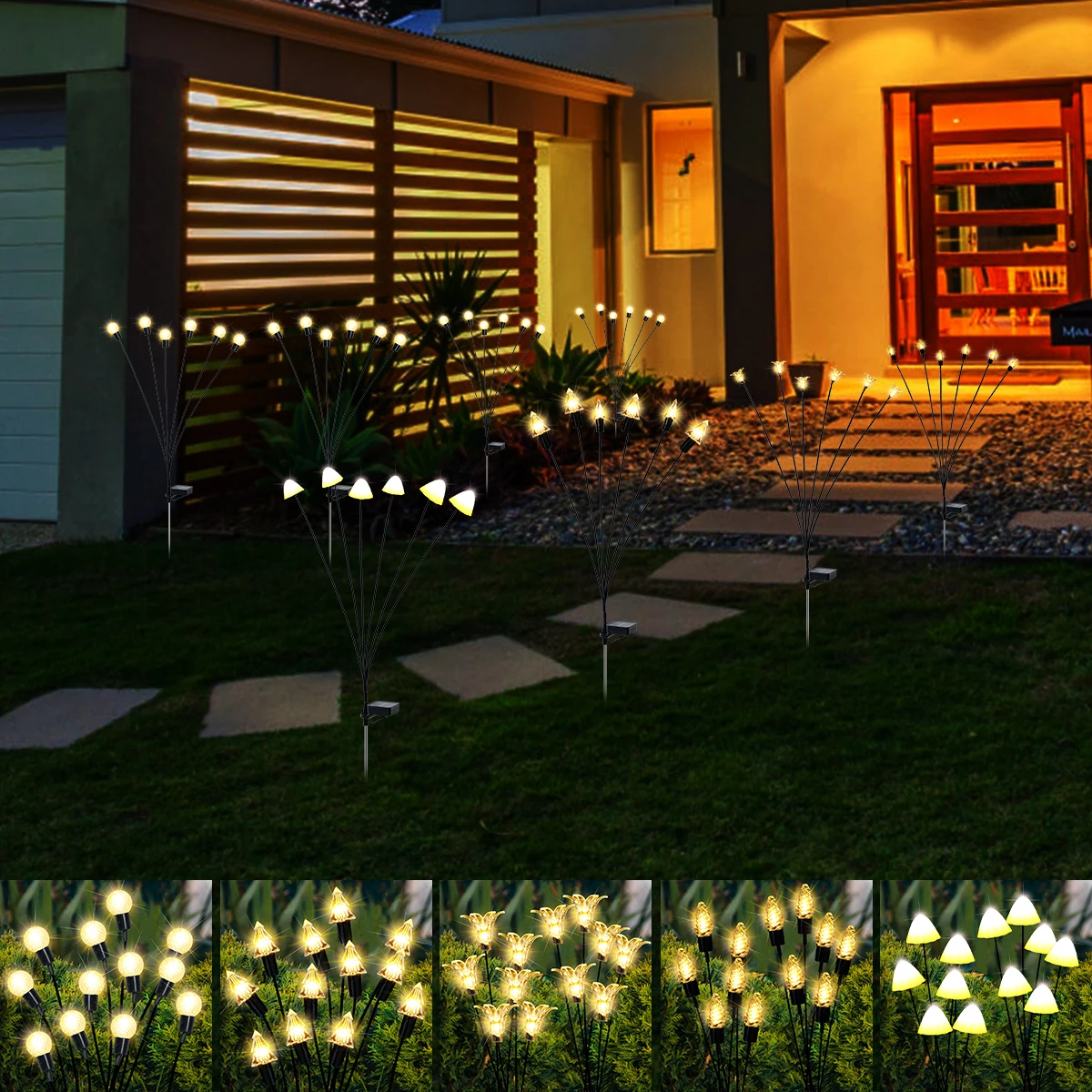 

2pcs Solar Firefly Lights Solar Lawn Light IP55 Waterproof Starburst Fairy Lights Outdoor Garden Lights Solar Landscape Lamp