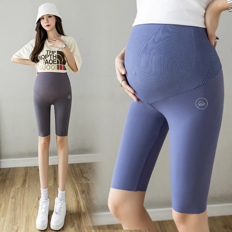 

5606# Summer Thin Nylon Maternity Short Legging Seamless Fitness Yoga Pencil Pants Clothes for Pregnant Women Pregnancy Sports
