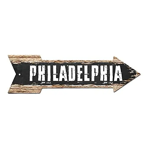 

Metal Arrow Signs Vintage Retro Road Street Signs Man Cave Decor Plaque PHILADELPHIA Arrow Street Tin Chic Art Metal Poster
