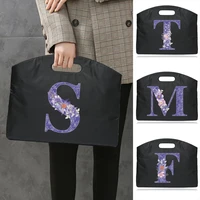 2022 fashion briefcase laptop bag case for macbook air 13 trend handbags light business briefcase purple flower letter printing