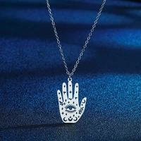 chereda third eye hand stainless steel men necklaces hand evil eye charm pendant for necklace palmistry hand charm necklace