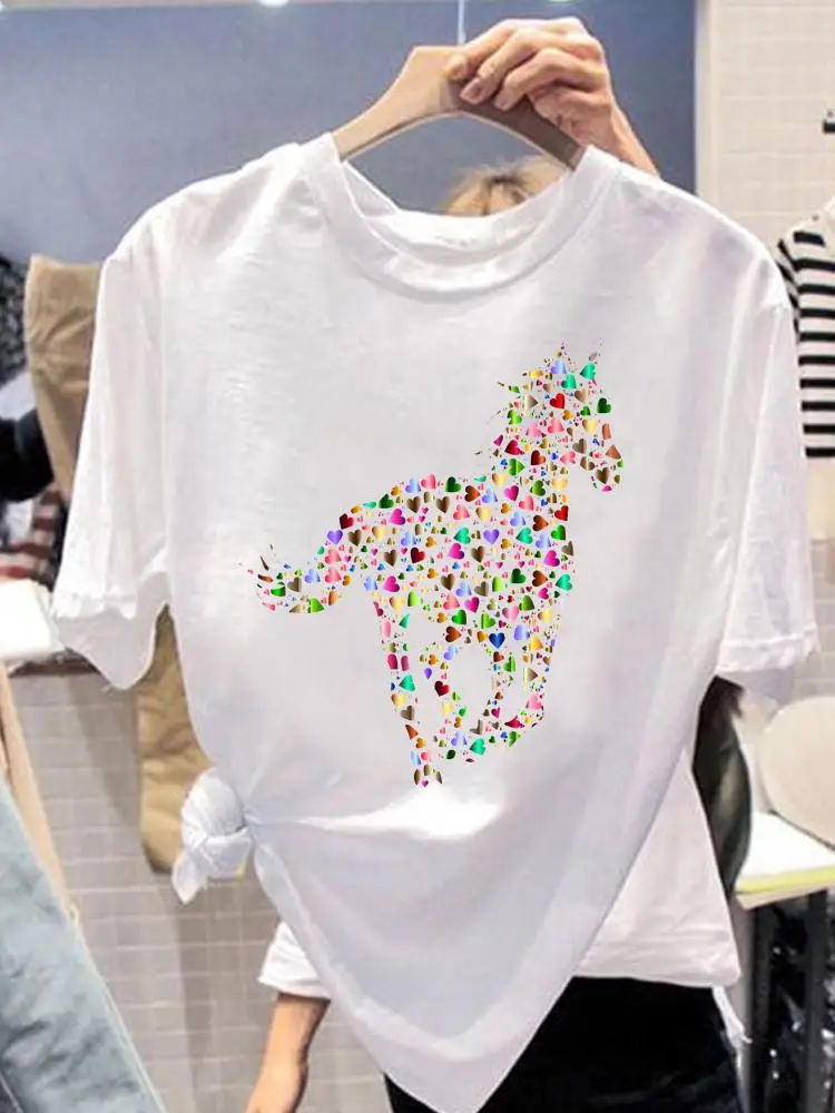 

Summer Casual Love Horse 90s Printing Clothes Ladies T Clothing T-shirts Short Sleeve Women Print Fashion Female Graphic Tee