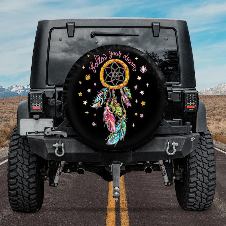 

Follow Your Dream SUV Tire Cover, Gift For Father, Father's Day Gift, Spare Tire Cover For Car, Personalized Camper Tire Cover,