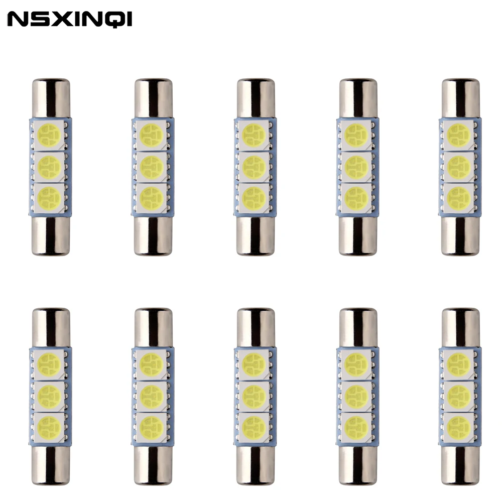 

NSXINQI 10 шт. 28 мм 31 мм гирлянда лампочек C5W 5050 3SMD автомобильная светодиодная лампочка 12 в белая