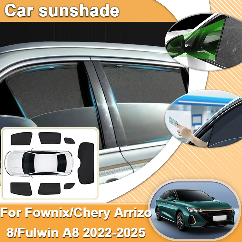 Фото Автомобильные солнцезащитные козырьки для Chery Arrizo 8 2025 Автомобильные аксессуары Chery Fulwin A8/A8 Pro/A8 L 2022-2024 Сетчатый солнцезащитный козырек для лобового стекла, шторка для бокового окна №1