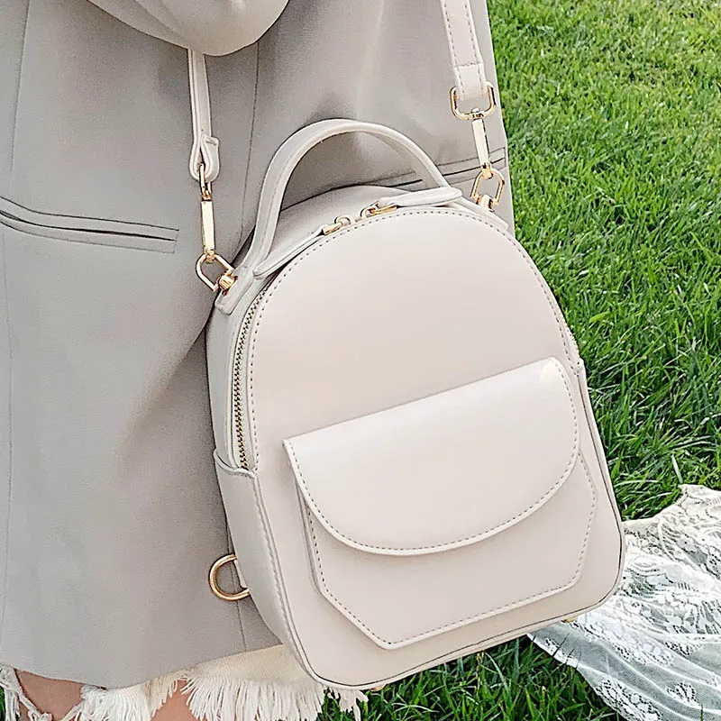 Fashion Small Backpack Women Soft Leather Shoulder Bags Crossbody Bag New Multi-Function Handbags Female Student Backpack