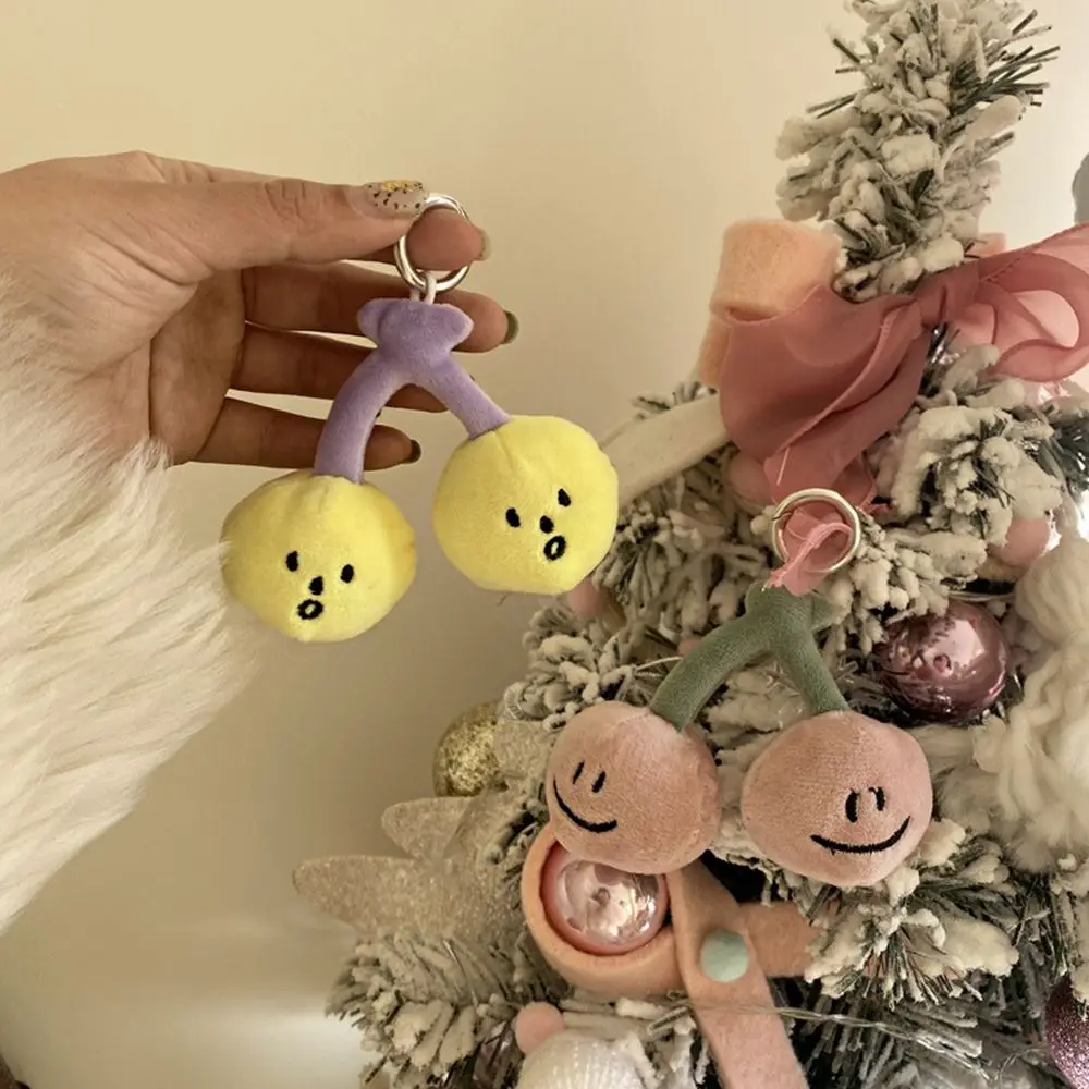 

[mood today] ins cute cherry expression keychain fruit series cute plush bag pendant girlfriend decoration pendant
