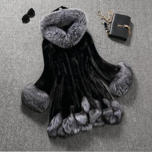 

Новинка 2022, Меховая зимняя одежда, пальто большого размера из искусственного меха норки, женское облегающее меховое пальто средней длины с ...