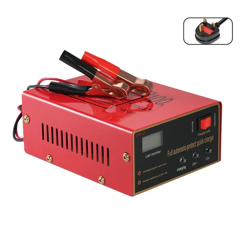 12V 24V Fully Automatic Car Smart Battery Charger Lead-acid Anti-shock Fire-proof Over Voltage Protection Fast Charge