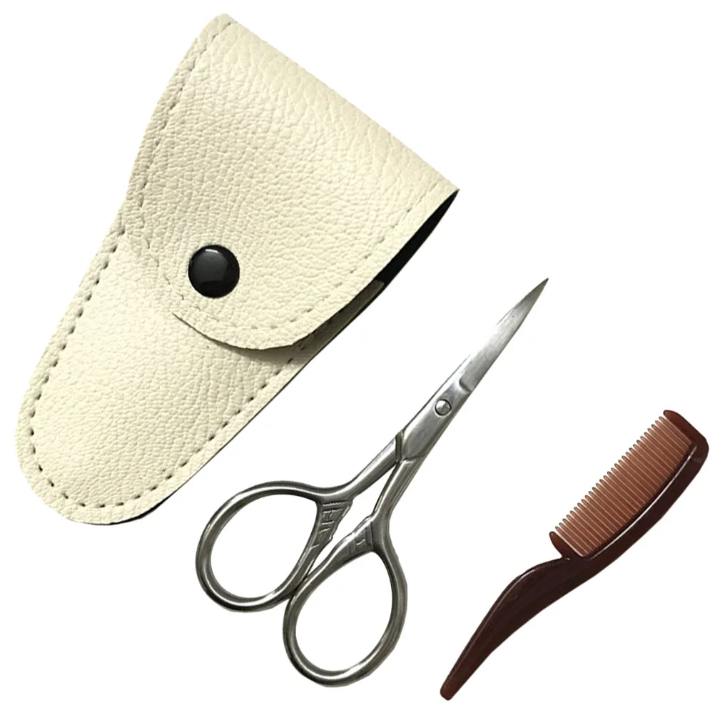 

Beard Scissors Mustache Trimming Combmen Kit Hair Shears Scissorpouch Barber Styling Small Professional Facial Holster Tools Ear