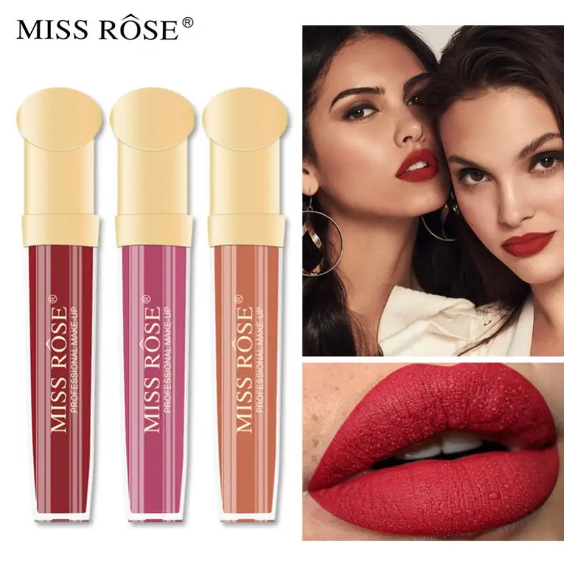 

Miss Rose Lip Gloss Waterproof Matte Velvet Glossy Lip Glaze Lipstick Sexy Red Lip Tint 16 Colors Women Lips Makeup Cosmetics