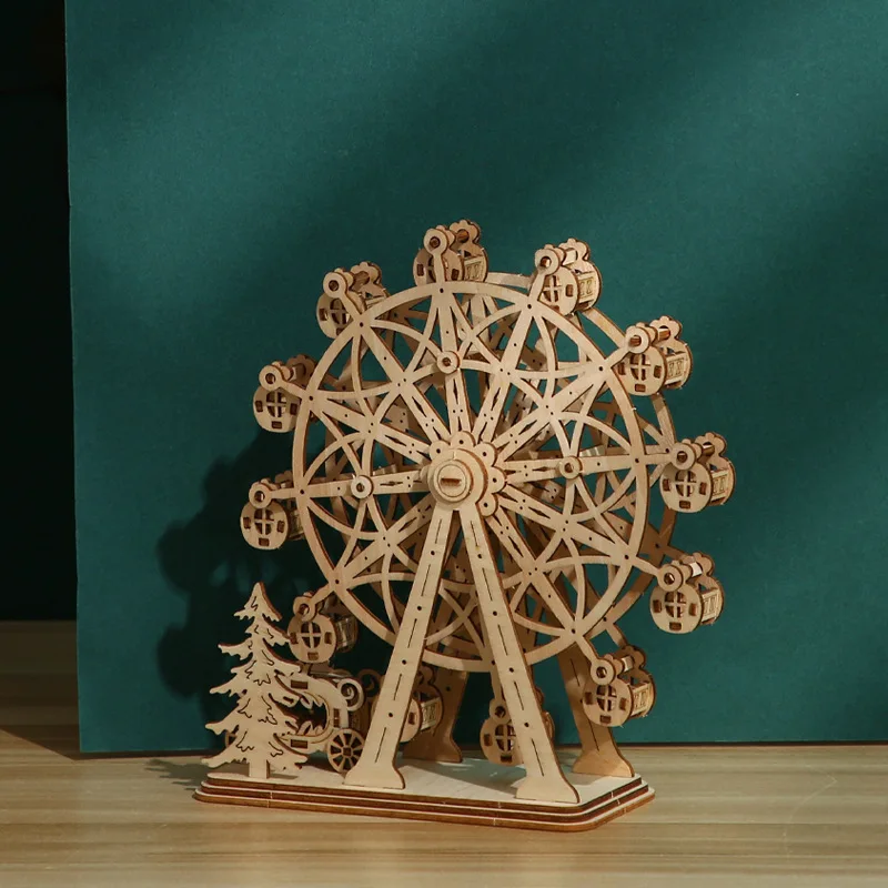 

Ferris Wheel Wooden Model Three-dimensional Puzzle Children's Handmade DIY Production Assembled Toy Ferris Wheel Ornament Puzzle