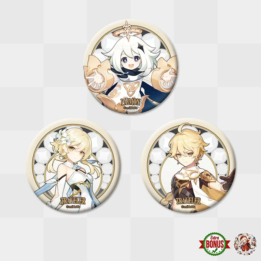 

Ударопрочные значки Genshin Traveler Paimon Lumine Aether 58 мм металлическая брошь игровые значки