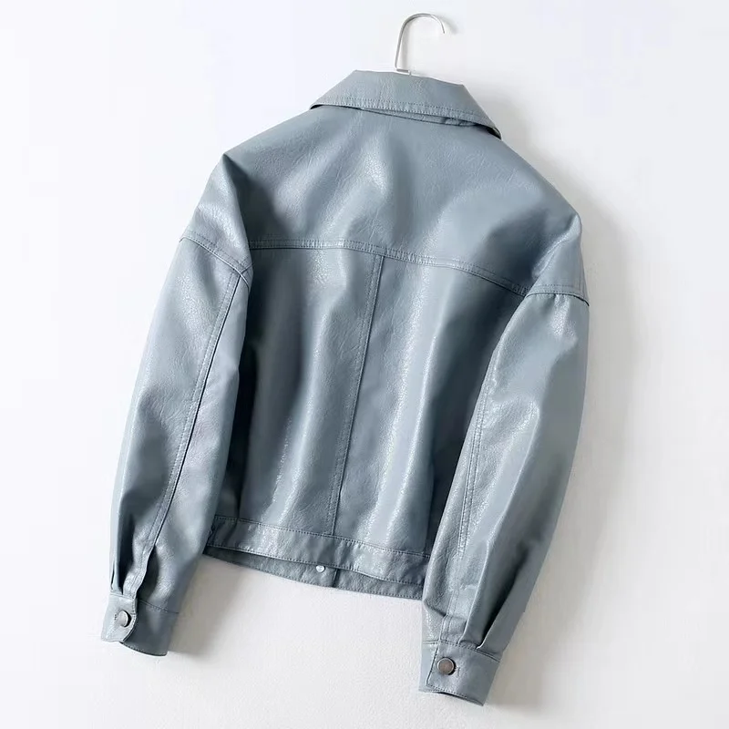 2023 New Zipper Spring Autumn Pu Leather Jackets Women Loose Coat Female Unisex Streetwear Motorcycle Outerwear Oversized