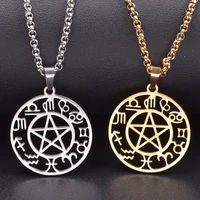twelve constellations charm star pendants necklace chain neck jewelry stainless steel necklaces for women men accessories collar