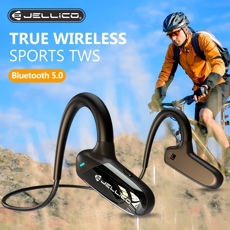 

Jellico Wireless Sport Earphone Blutooth 5.0 On Ear Headphone Bone Conduction Headset Portable for Cycling Running IPX5