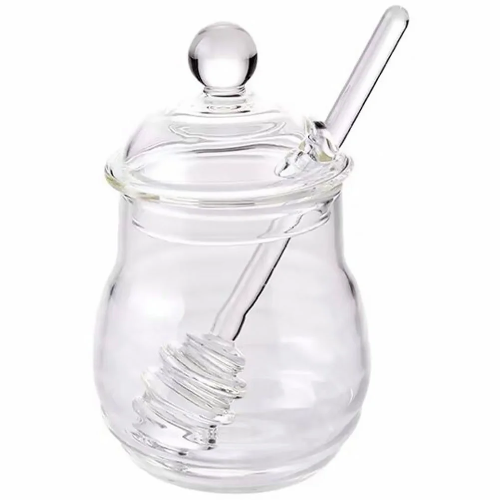 

1 Set Honey Jar with Dipper Safe Chic Bottle Plastic Honey Pot Honey Dispenser with Lid
