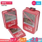 Набор сверл из быстрорежущей стали FGHGF, 131925 шт., 1  13 мм, с титановым покрытием, по металлу, для деревообработки, для сверления электроинструментов, с железным ящиком