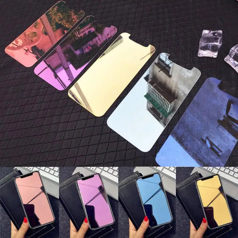 

Luxury Colorful Mirror Tempered Glass For iPhone 13 12 11 Pro XS Max 6 s 7 8 Plus Screen Protector X XS XR Glass Protective Film