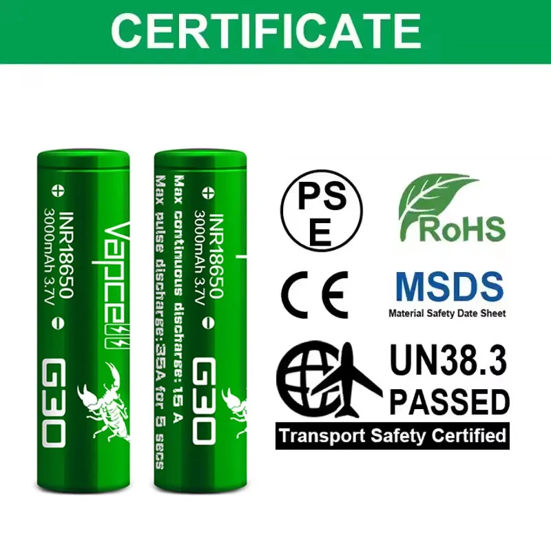 Аккумулятор Vapcell G30 INR 18650 3000 мАч