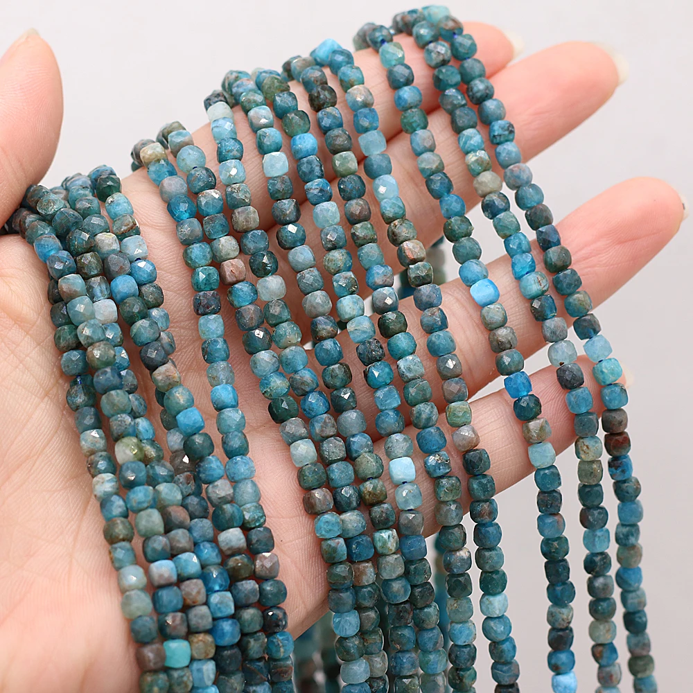 

Pure Natural Stone Semi-precious Stones with Irregular Faceted Square Beads for Making Necklace Bracelet Size 4x4mm Gift