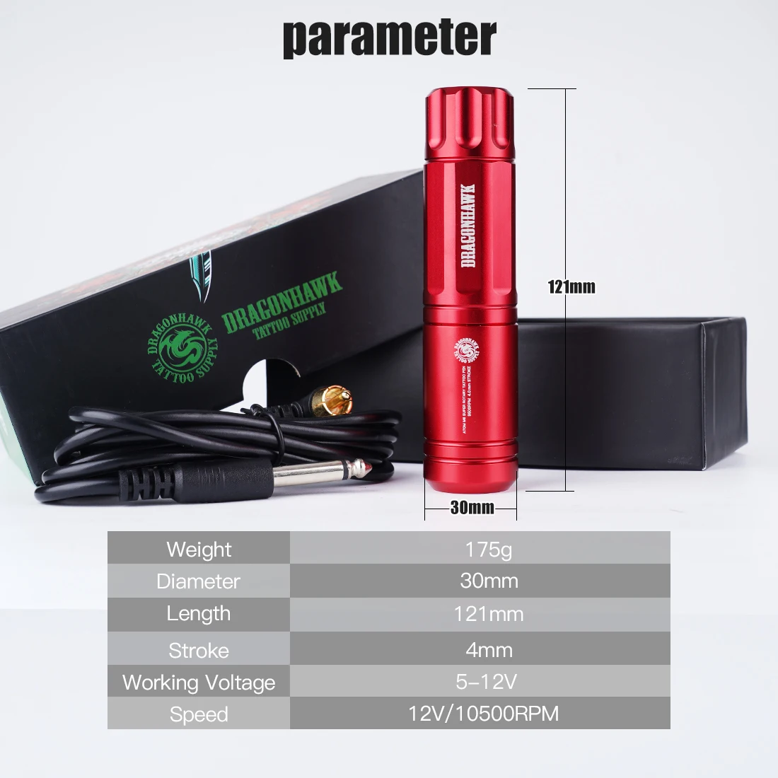 Ручка для татуировок Dragonhawk регулируемая яркая моторная лампа длина хода 4 мм