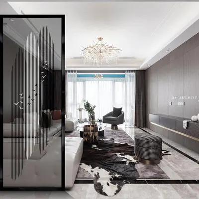 

Modern art glass screen stainless steel partition wall living room porch decoration blocking wall