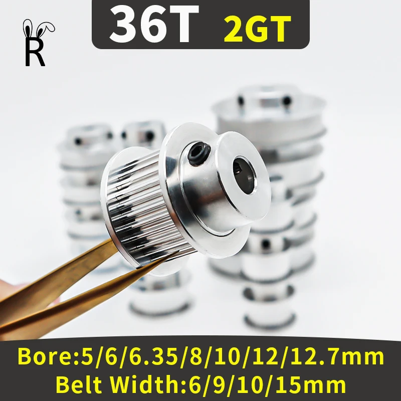 

2GT Timing Pulley 36Teeth Wheel Bore 5/6/6.35/8/10/12/12.7mm Gear Teeth Width 6/9/10/15mm Synchronous Wheel GT2 3D Printers Part