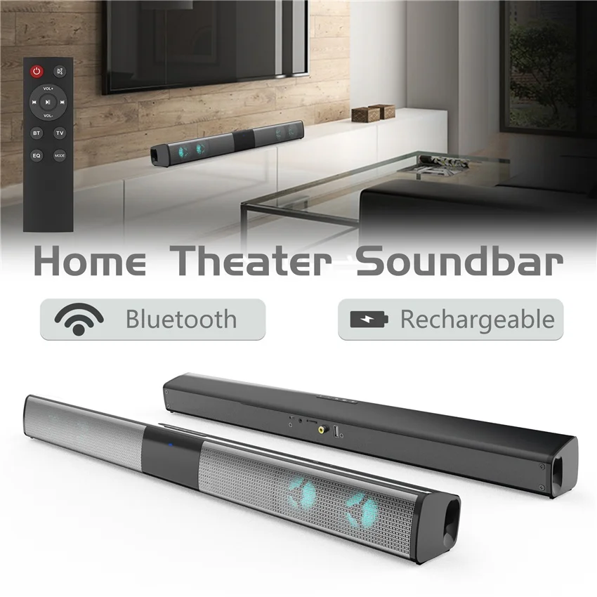 

Wireless Sound Bar Bluetooth Hifi Speaker TV Home Theater Soundbar for 3.5mm TV PC Car Portable Output