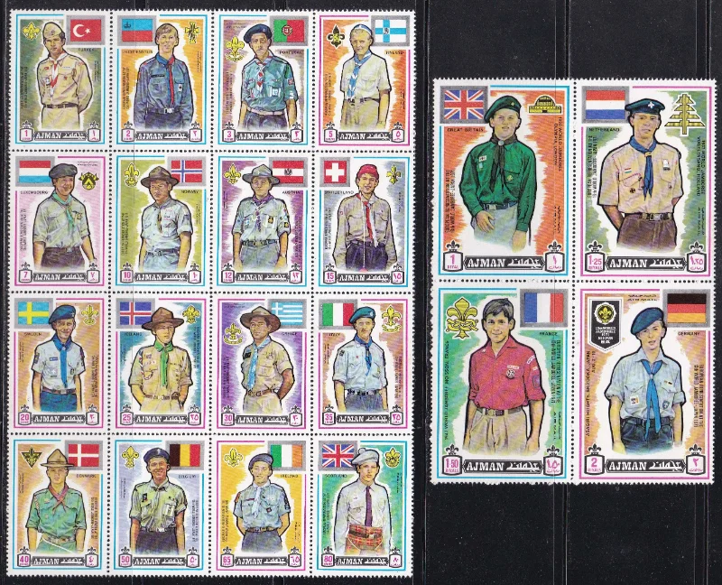 

20 шт., штамп Ajman Post, 1971, мальчик разведчик, настоящий оригинал, коллекция хорошего состояния