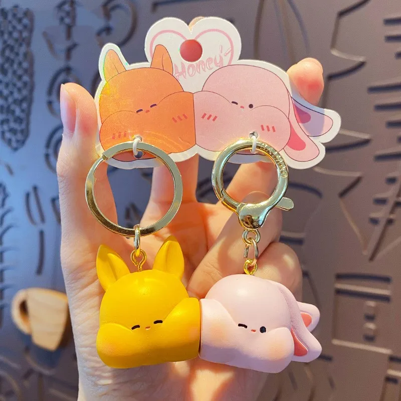 

Original Couple Pair Buckle and You Stick Rabbit Keychain Cute Doll Key Chain Pendant Internet Celebrity Couple Accessories