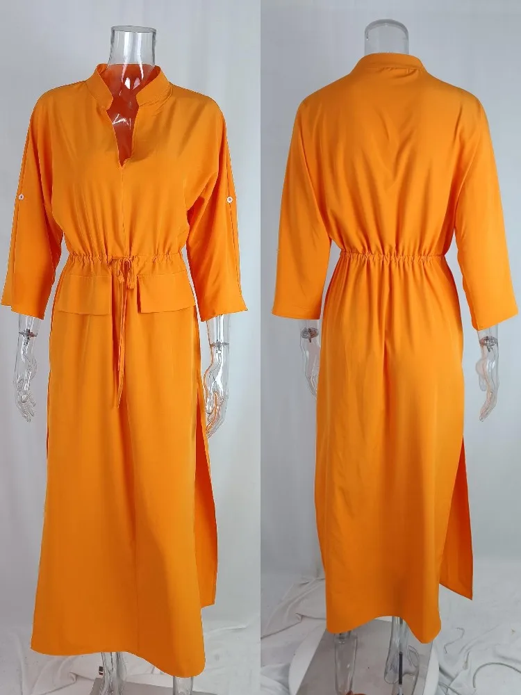 Summer Muslim Fashion Abaya Dubai Dress for Women Sexy V-neck Solid Dresses Lace Up High Waist Loose Robe Arabic Turkish Dresses