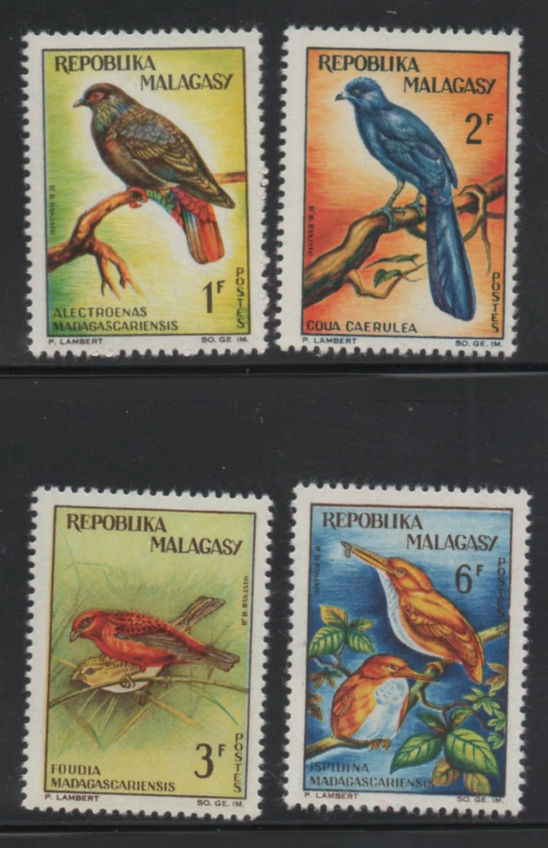 

4Pcs/Set New Malagasy Post Stamp 1963 Birds Postage Stamps MNH