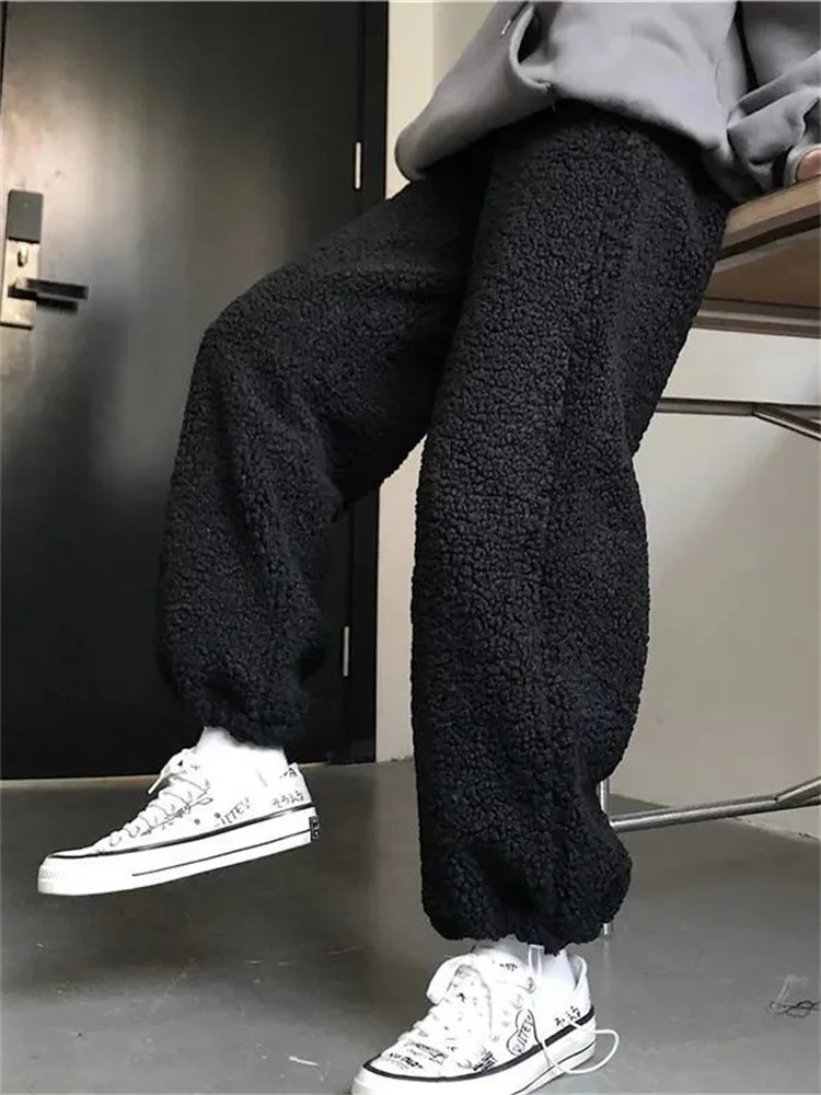 

Thick Y2k Pnts Korean Fahsion Winter Fashion Baggy 2022 Lamb Wool Trousers Women Wide Leg High Waist Oversize Casual Alt Clothes