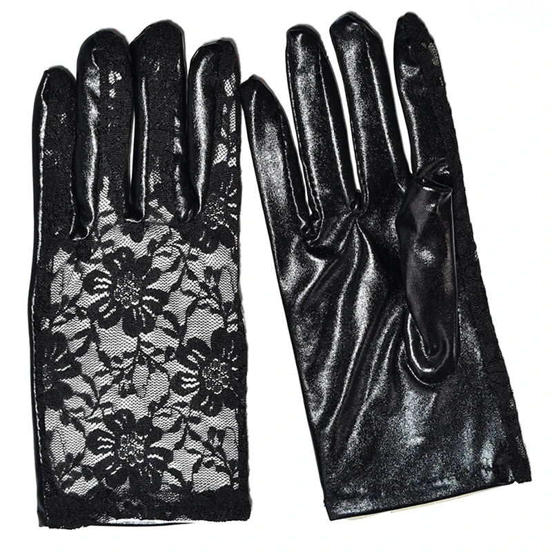

Перчатки женские из лакированной кожи, модные пикантные строченные митенки с закрытыми пальцами, в стиле панк, для сцены, семейного костюма, 1 пара