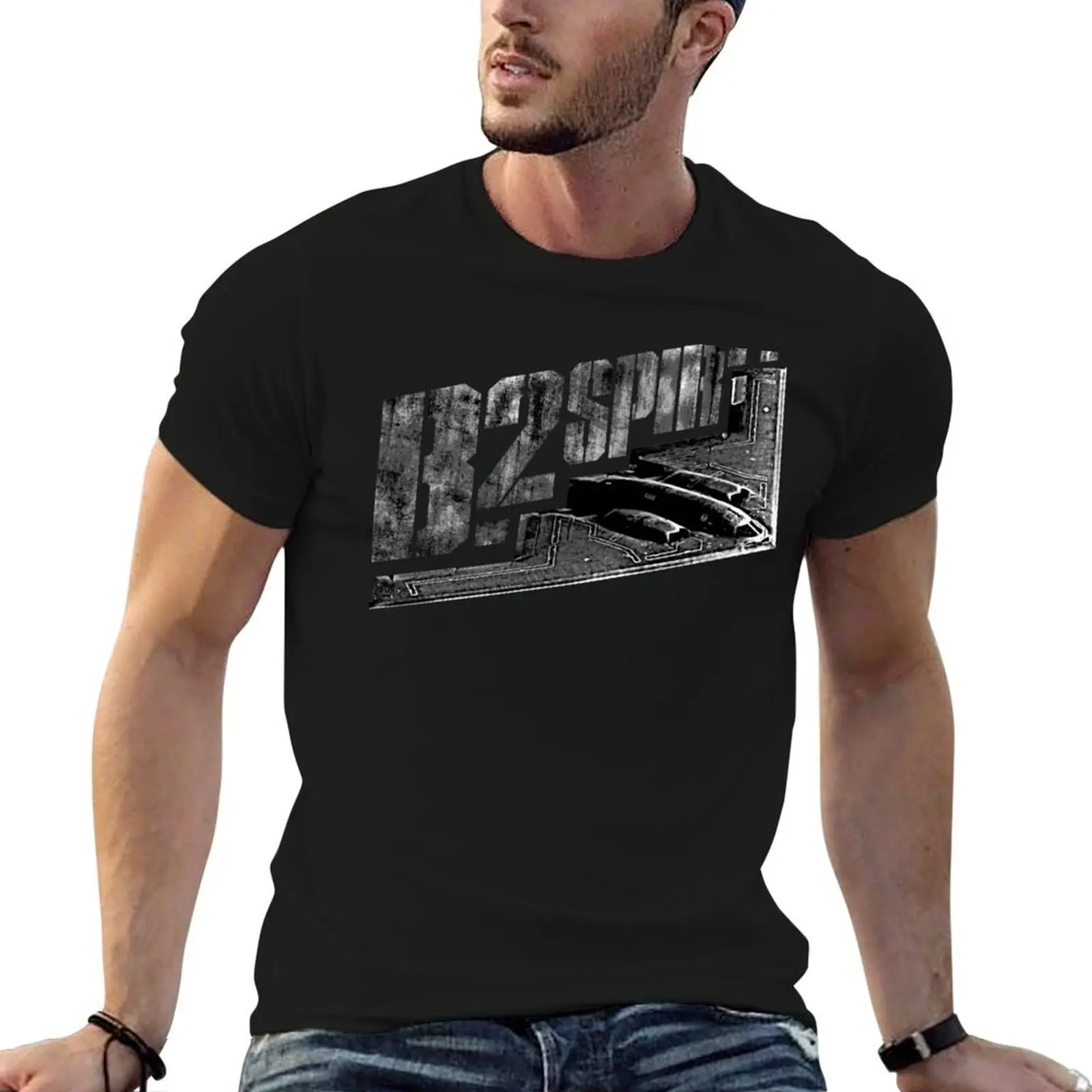 Фото Футболка с наклейкой B-2 Spirit, хлопковая футболка Pack Man, мужская футболка из 100% хлопка, футболка класса люкс №1