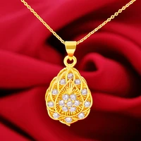 brass gold plated imitation gemstone drop pendant accessories for women angel tears colored gemstone clavicle necklace jewelry