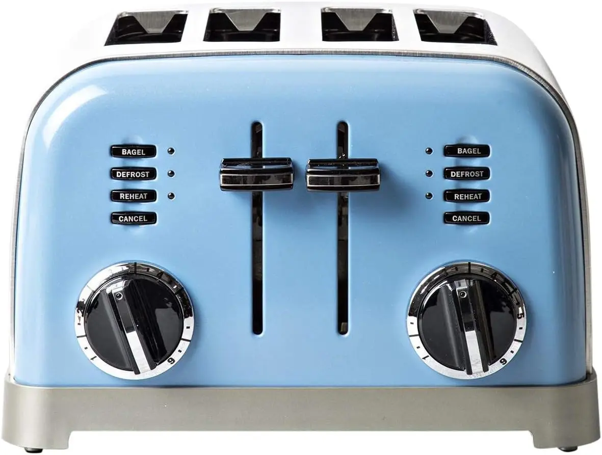 

Бесплатная доставка, металлический классический тостер на 4 ломтика (Небесно-голубой)