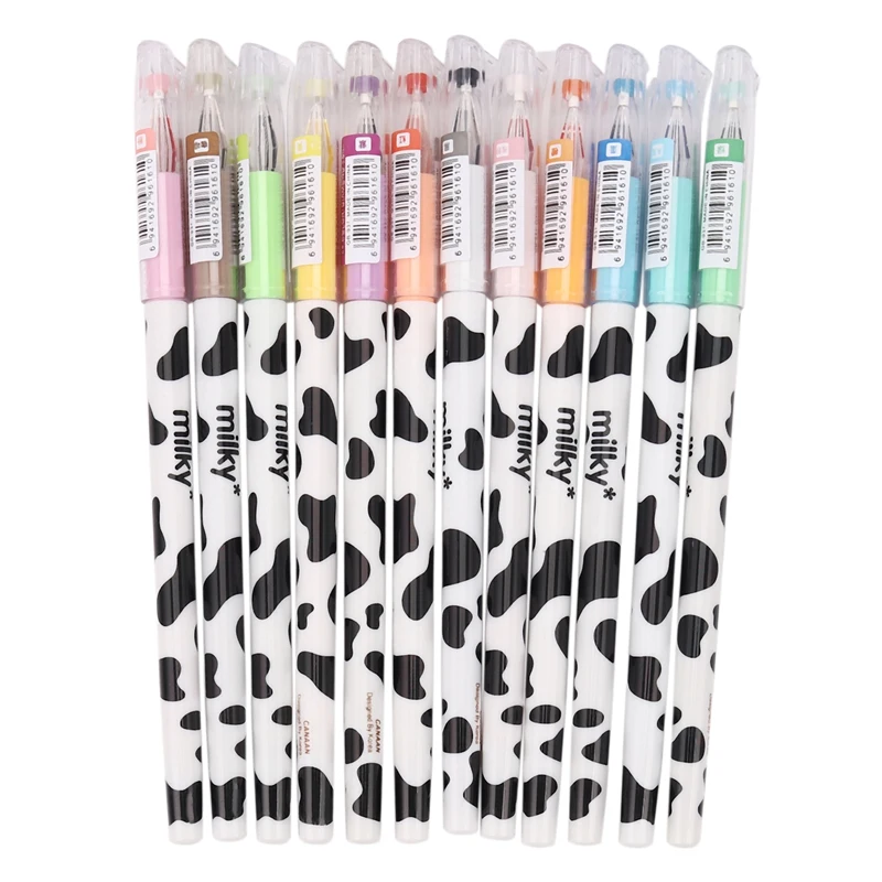 

12 Pcs Gel Pen Tiny Milk Cow Pen School Stationery Sundries Stationary Store Office Material School Supplies