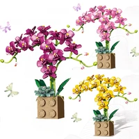 diy building block orchid phalaenopsis bouquet potted creative immortal flower model decor childrens building toy holiday gift