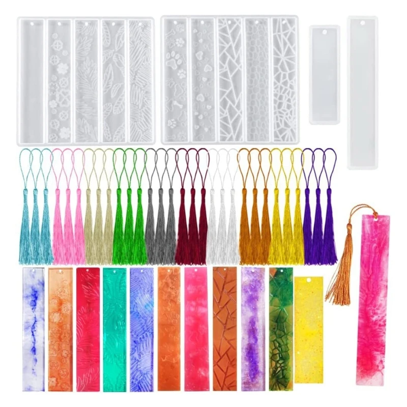 

1 Set Rectangle Bookmark- Mold Silicone Resin Mould with Tassels for DIY Jewelry