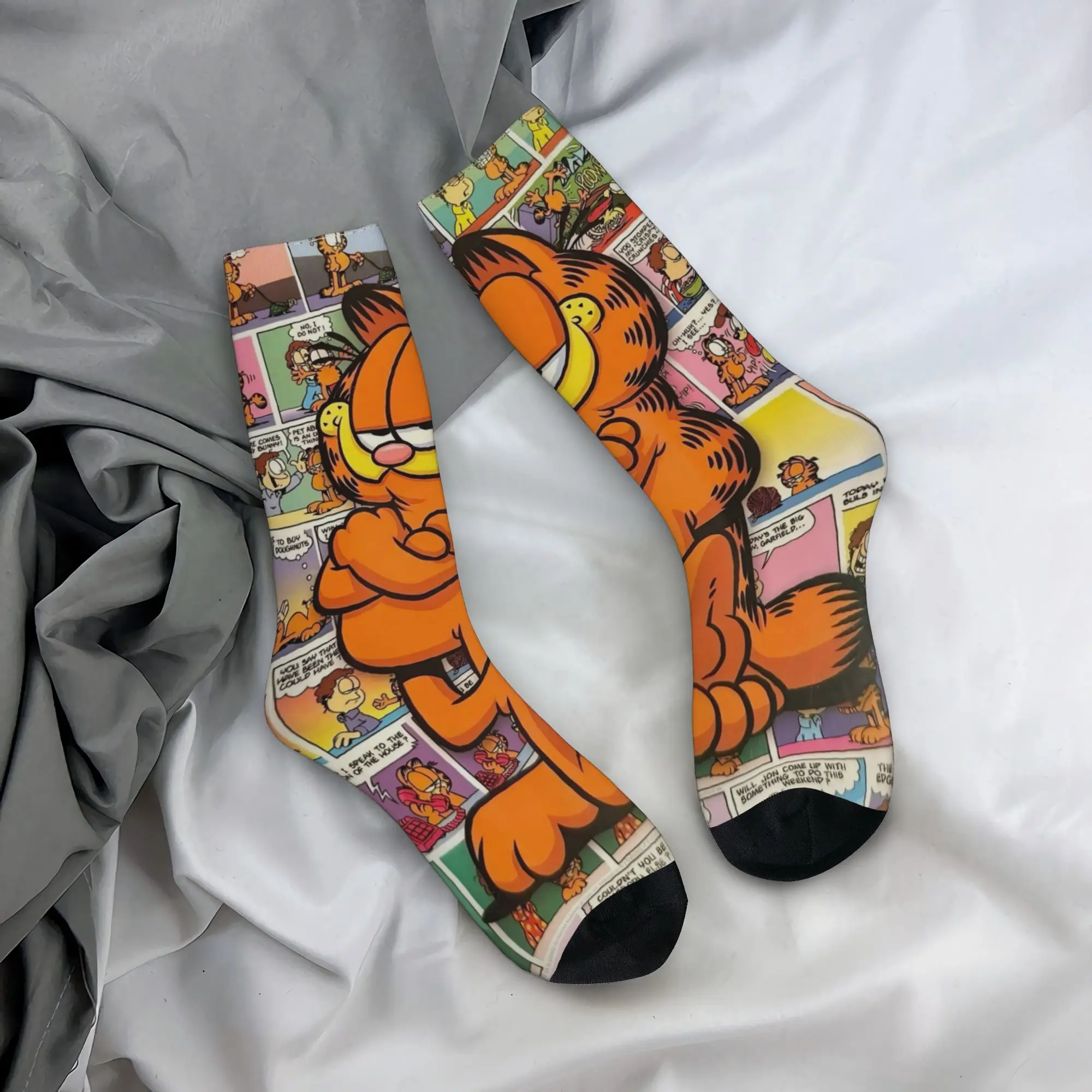 Фото Носки с мультяшными котами G-Garfielded, мужские и женские, из полиэстера, повседневные, в стиле Харадзюку, весна-лето-осень-зима, средней длины, подарки №3