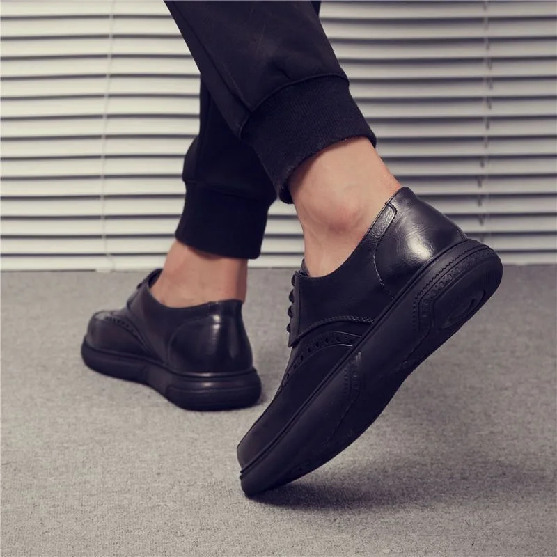2025 Spring Autumn Mens Brogues Flat Business Casual Shoes Fashion Brand Male Footwear Black Brown D253
