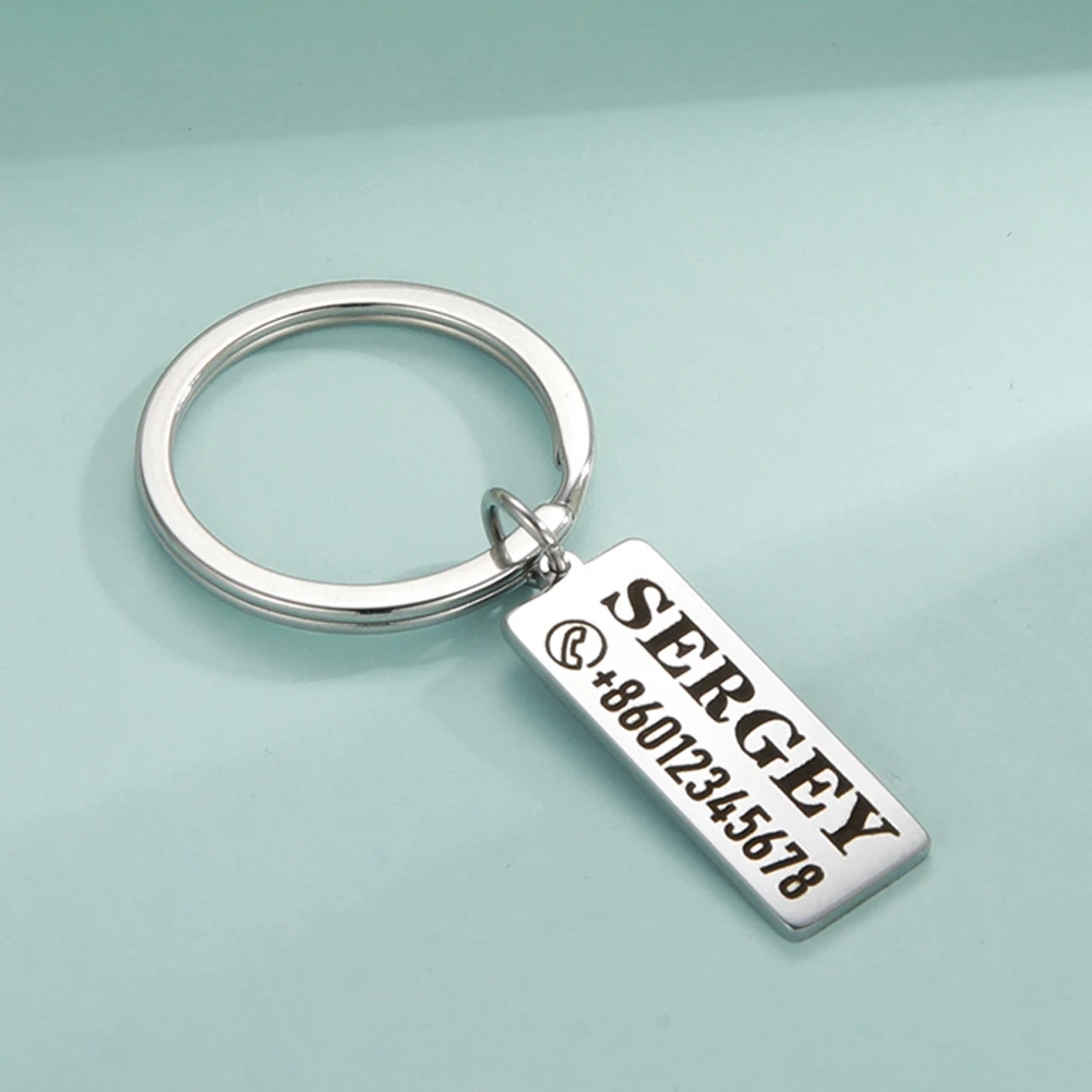 

Custom Engrave Keychain For Car Logo Name Number Stainless Steel Personalized Gift Customized Anti-lost Keyring Key Chain Ring