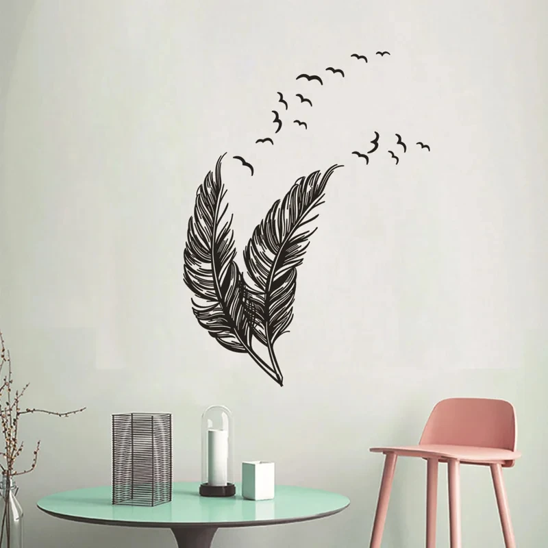 Креативная наклейка на стену с перьями _ Наклейки шкаф - Съемные обои
