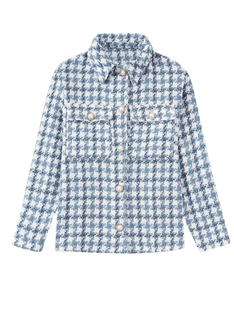 

Женские осенние куртки KLKXMYT TRAF, новинка 2022, модная куртка на пуговицах с искусственным жемчугом, Женское пальто, повседневное элегантное жен...