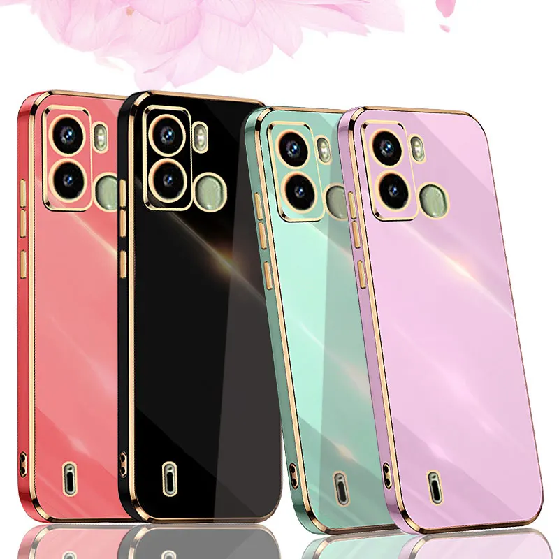 

Phone Cover For Tecno POP 6 Lte Case POP 4 LTE Tecno Pop5 Lte BD4 Soft Cases Plating Square Colorful Shockproof Back Pop4lte