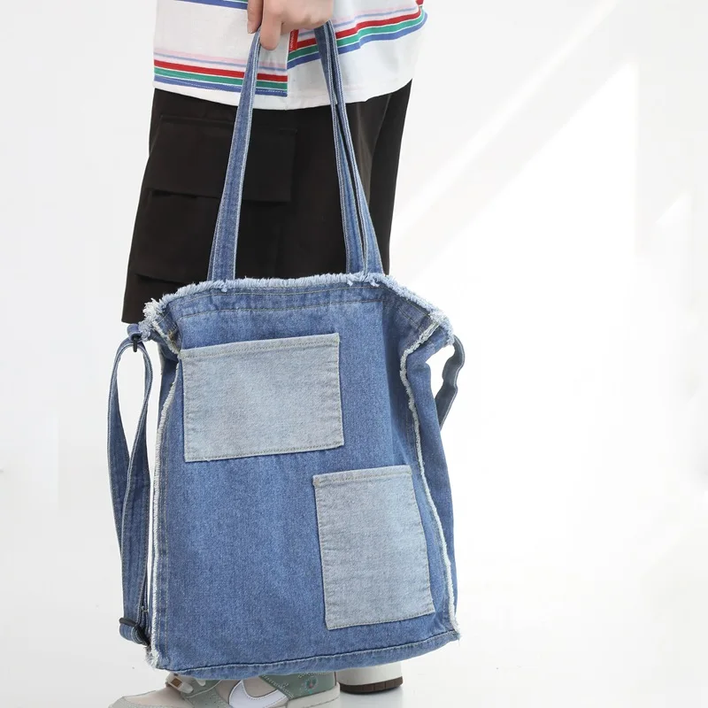 

2023 Color Matching Fashion Retro Denim Bag High Capacity Commuter Student Diagonal Bag Handbag Shoulder Bag Women Bag Tote Bag