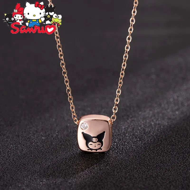 Купи Sanrio Kuromi's Glue Drop Pendant Anime Protagonist Necklace Female Ladies Chain Gift To Girlfriend Kawaii Alloy Necklace Women за 163 рублей в магазине AliExpress